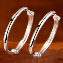 Baby sterling silver bracelet 999 feet silver glossy round belly solid infant children bracelet full moon silver gift baby