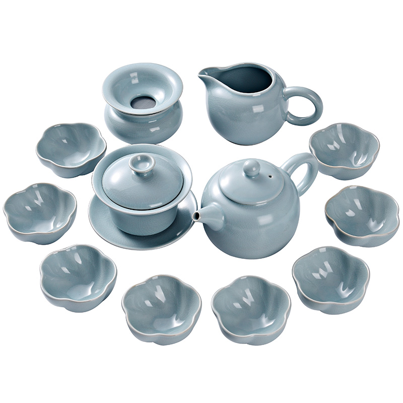 Tao blessing the azure suits for your up tea sets of household of a complete set of your porcelain piece of kung fu tea teapot teacup combination