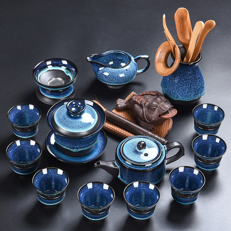 Tao blessing, creative building red glaze, the tea set with violet arenaceous variable glaze teapot teacup tea set combination