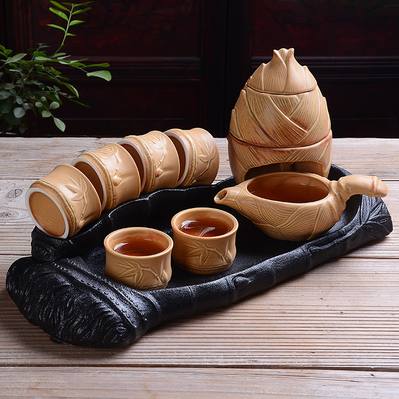 Tao blessing half automatic kung fu tea set ceramic home, lazy people make tea millstones creative gift set tea service