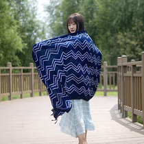 Original design tie-dyed blue dye scarf shawl non-heritage traditional fabric Deep Cotton handmade plant dyeing background cloth