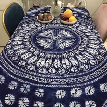 Yunnan Dali ethnic characteristics handmade tie-dyeing fine non-heritage plants grass and wood dyeing sheets sofa towels home tablecloth