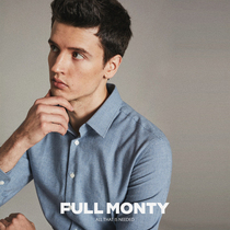 Full Monty Blue Houndstooth Plaid Long Sleeve Shirt Men's Pure Cotton Business Slim Casual Formal Shirt Autumn