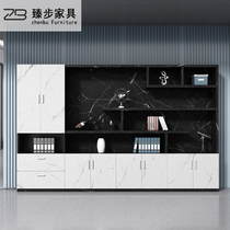 Office furniture imitation marble pattern file cabinet file cabinet with glass bookcase storage cabinet combination