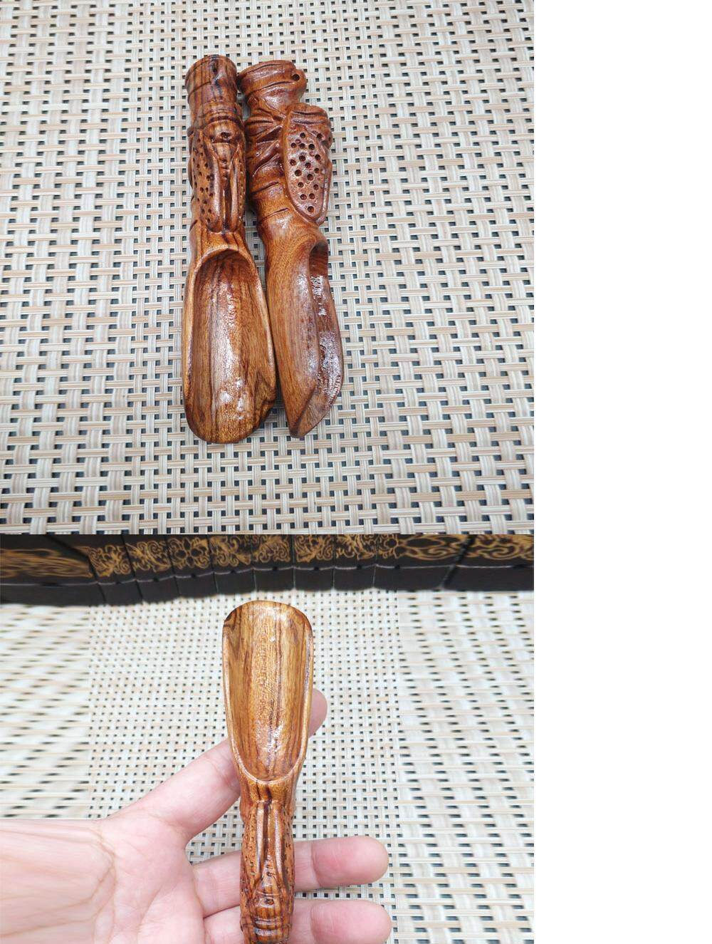 雕刻动物【茶铲茶蝉】老挝花梨木手把件木雕摆件木质工艺品送黑绳