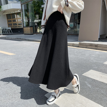 Knitted skirt womens autumn and winter with sweater 2022 new high waist mid-length a-line skirt black wool umbrella skirt