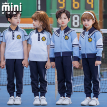 Navy style school uniforms primary school childrens class uniforms three sets of spring and autumn summer new short-sleeved trousers kindergarten Garden uniforms