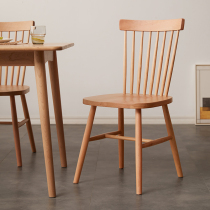 Xixi wood Nordic style household cherry wood all solid wood dining chair Modern simple black walnut chair with backrest