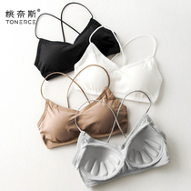 women's ultra-thin summer ribbonless breast rubber bra with internet-famous camouflage bottoming glare-proof backpack