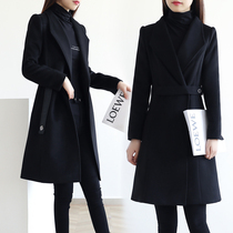 Professional woolen coat female middle-length Niko thick autumn and winter black slim overalls wool jacket