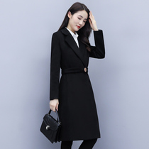 Professional woolen coat womens long overalls 2021 New thick Nizi autumn winter black woolen coat