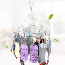 Home stainless steel household multi-clip clothespin round hanging clothes sock rack multi-function cold inner hanger