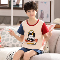 Childrens sleepwear boys Summer slim short sleeves Pure cotton small children Spring summer style CUHK Boy Boy summertime Home clothes