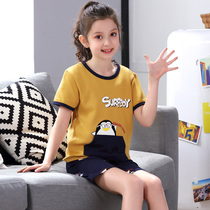 Summer short sleeve pyjamas girl child pure cotton thin junior high school student 12-15-year-old CUHK Teen Home Clothing