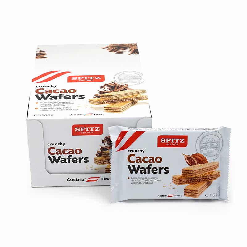 奥地利进口施皮茨spitz可可味威化饼干整盒装1080g早餐零食下午茶