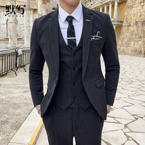 Murray writes autumn and winter mens body of pure color suit Mens suit Inlan Han version of the body Business Suit Suit Men