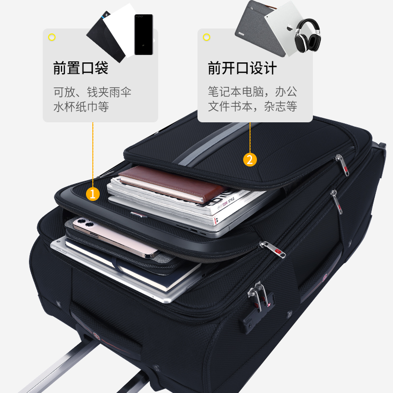 Swiss Army Knife Luggage for Boys Oxford Cloth Luggage Extra Large Capacity Suitcase for Women 20-Inch Password Boarding Bag