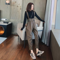 Casual pants womens spring and autumn 2021 New Korean version of the fall feeling wide leg pants Foreign Air Age age significantly high two-piece set