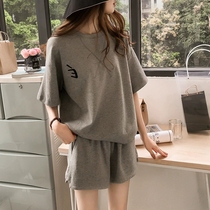 Korean sports suit women's summer suit 2022 new large-yard loose short-sleeved shorts two sets of fashion sets