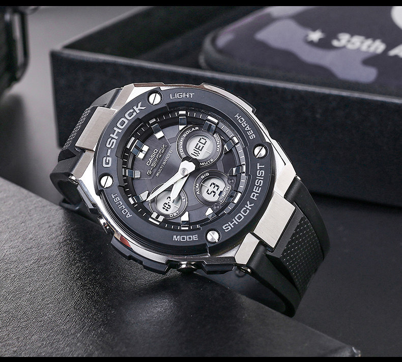 卡西欧手表男g-shock官网限量官方正品gst-w300太阳能电波手表男