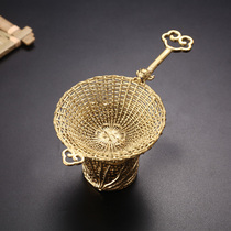 Brass tea drain set Hand-woven tea separator tea filter Tea filter Pure copper filter Kung Fu tea set