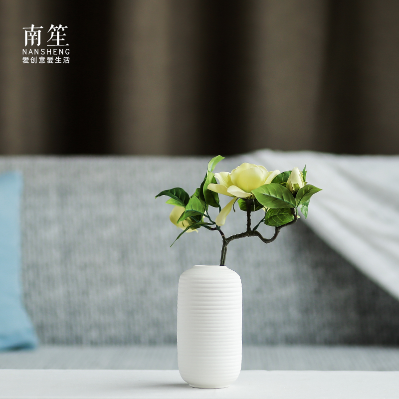 Nan sheng I and contracted white stripe ceramic vase floral simulation flowers, dried flowers, household act the role ofing is tasted furnishing articles