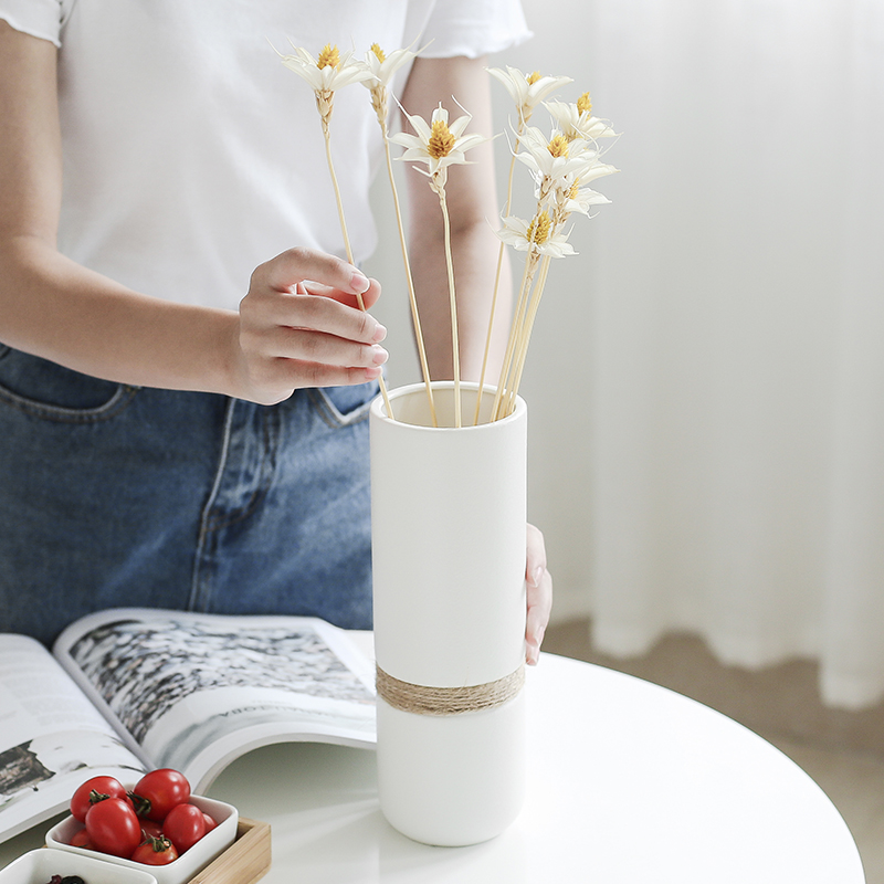 Nan sheng I and contracted Europe type hemp rope ceramic vase simulation flower, dried flower flower flower arranging household act the role ofing is tasted furnishing articles