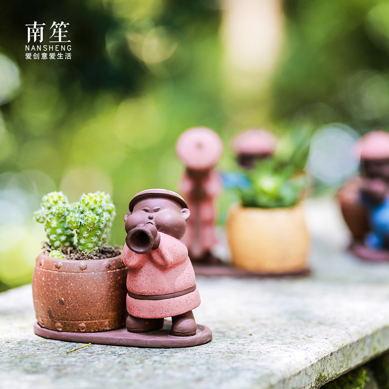 Restoring ancient ways south sheng micro landscape, lovely creative move decoration basin exchanger with the ceramics meaty plant flower pot in furnishing articles