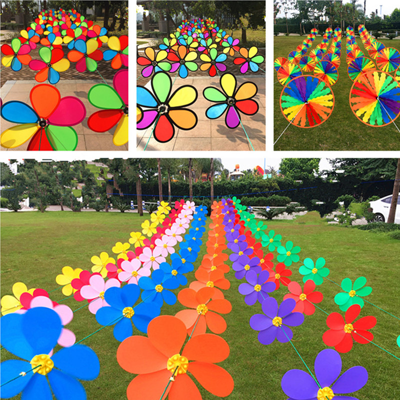Colored windmill string outdoor rotating windmill decoration kindergarten hanging plastic rainproof hanging scenic real estate windmill