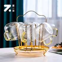 Summer solstice water cup thick glass set with tray heat-resistant Tea Cup summer home light luxury hospitality drink cup