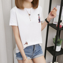 2021 summer new womens clothing Korean version of fat plus size t-shirt womens short-sleeved loose 200 pounds fat mm top fashion trend