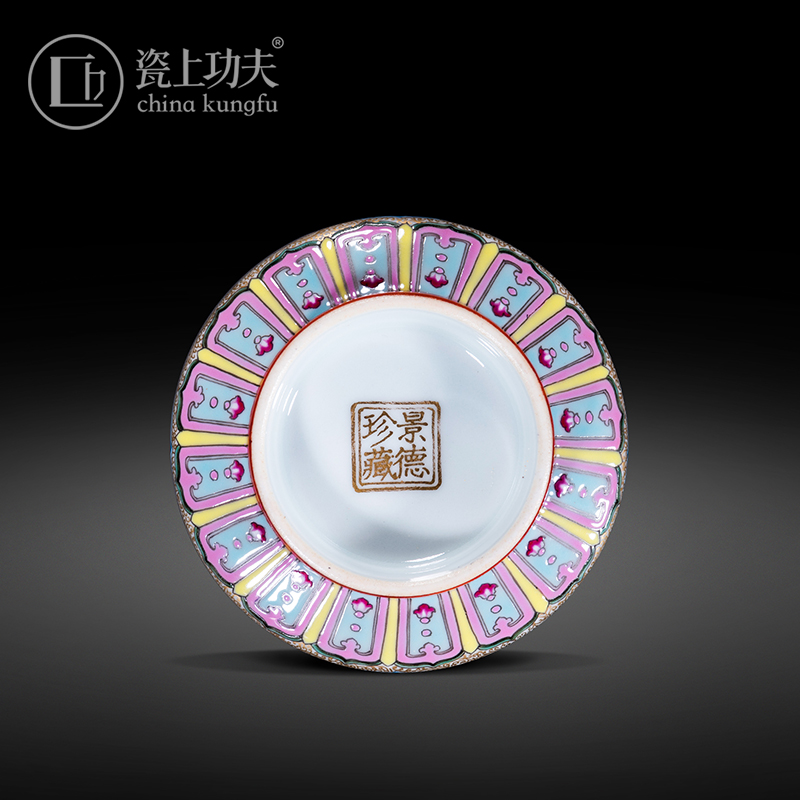 Jingdezhen ceramic hand - made enamel Mosaic gold flower masters cup kung fu tea cups to treasure phase single cup sample tea cup tea bowl