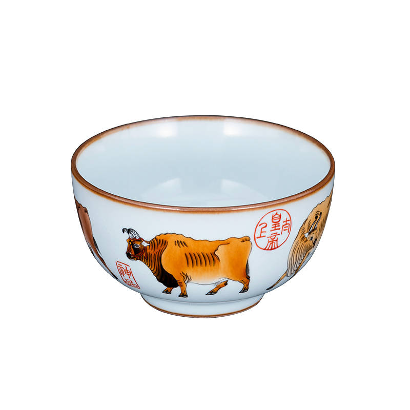 Jingdezhen ceramic hand - made color ink five NiuTu master cup your porcelain pieces can raise kung fu tea tea set sample tea cup