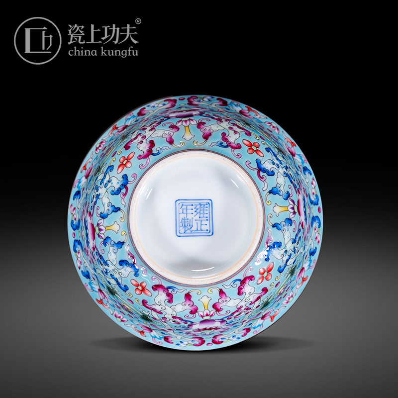 Jingdezhen ceramic flower master hand of blue and white porcelain enamel dragon grain treasure phase CPU kung fu tea cup sample tea cup