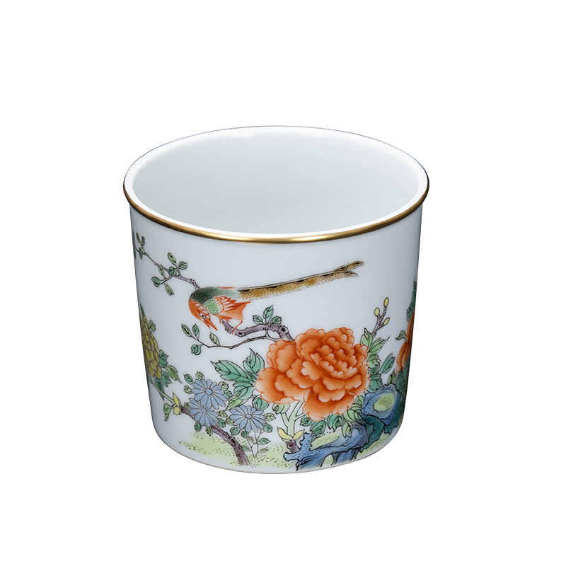 Porcelain hand made peony flowers and birds on the kung fu master cup of jingdezhen ceramic cups kung fu tea set single cup sample tea cup