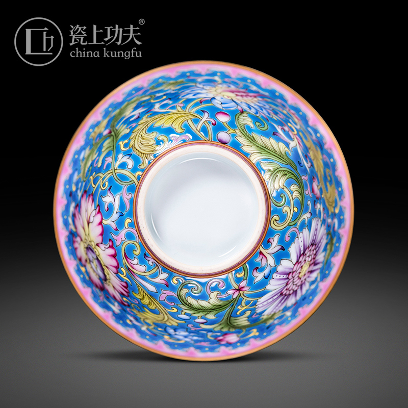 Jingdezhen ceramic checking hand - made treasure phase flowers colored enamel masters cup sample tea cup kung fu tea cup bowl