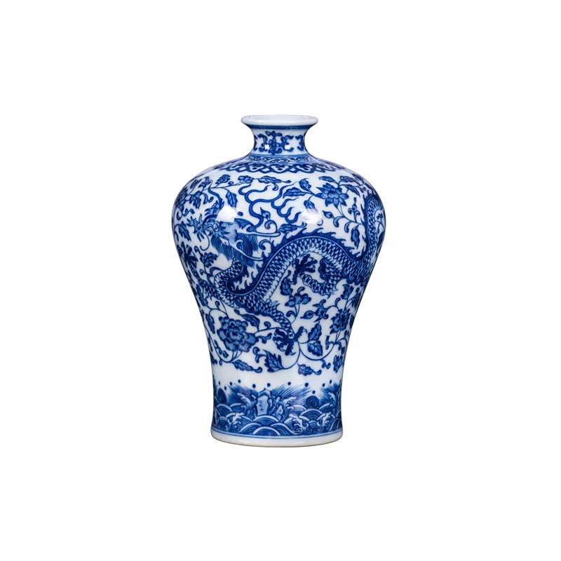 Jingdezhen ceramic vase is placed the new Chinese style is I and contracted archaize sitting room rich ancient frame blue and white lotus flower play