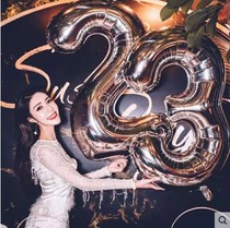 32 inch gold silver aluminum Film Digital balloon birthday party decoration 100 day banquet full moon balloon scene decoration decoration