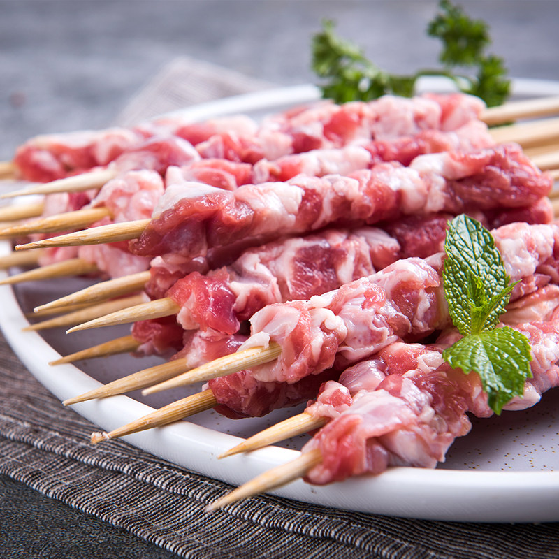 如康羊肉串10串原味羔羊肋排肉清真户外烧烤食材半成品冷冻批发