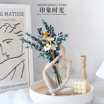 Nordic Air-dried Flowers Bouquet Abstract Art Man Figurines Statue Resin Tabletop Living Room Flower Arrangement Home Decoration Products Swing pieces