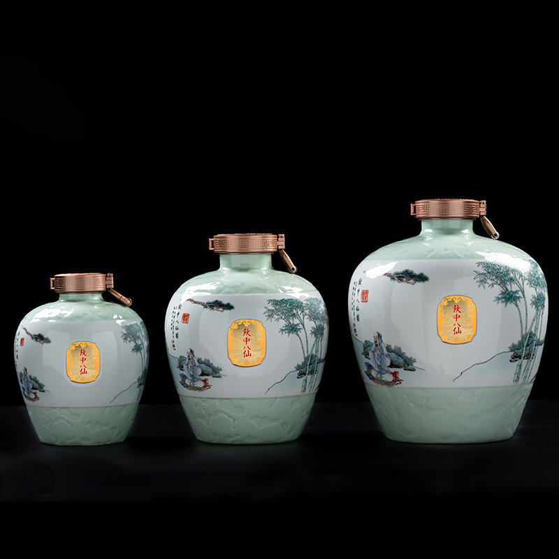 Jingdezhen ceramic terms jars altar wine 5 jins of 10 jins 20 jins archaize creative bottles household hip flask custom