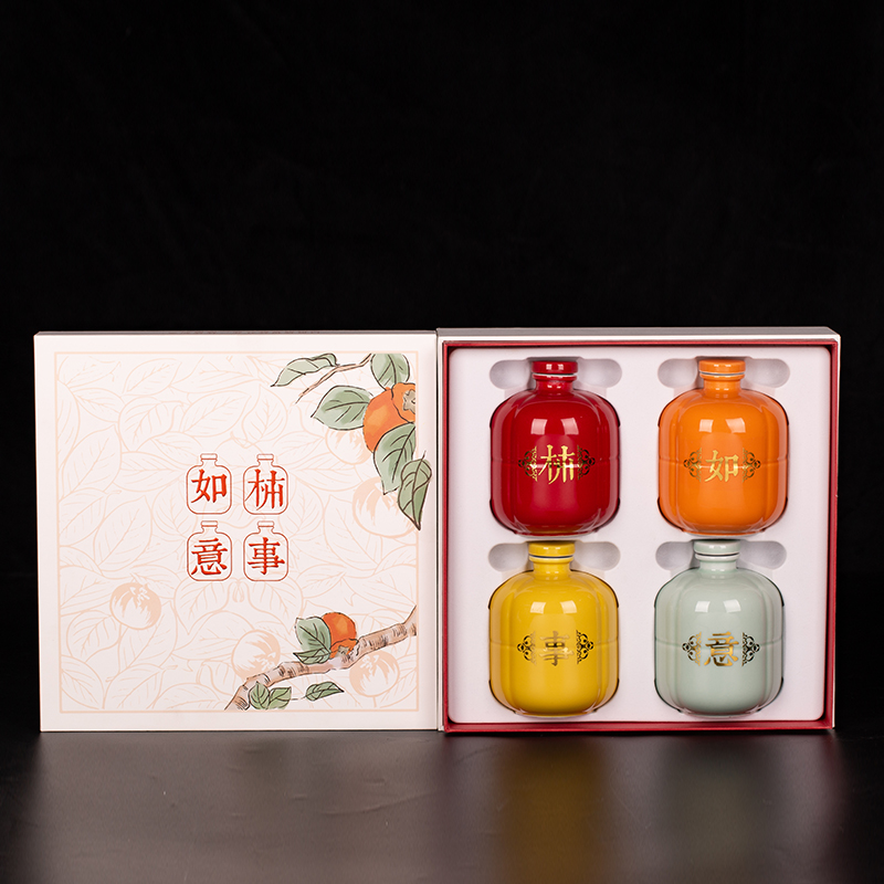 Creative jingdezhen ceramic bottle little jars suit household deposit hip seal 1 catty jugs customized gifts