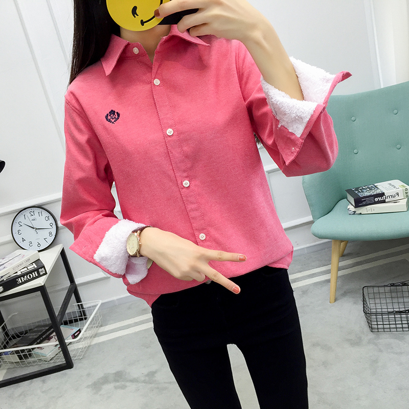 Expensive diamond velvet shirt feminine temperament lady 2021 Korean version of long-sleeved warm thin shirt base shirt autumn and winter jacket