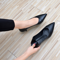 High heels women 2021 New Spring Korean version of Wild leather single shoes fine with professional work shoes black pointed leather shoes