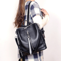 Double Shoulder Bag Woman Genuine Leather 2021 New 100 Hitch Damp Head Layer Cow Leather Soft Leather Soft Leather Bag Travel Backpack