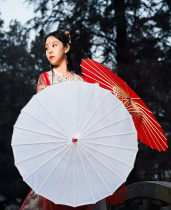 Retro umbrella photograph red-pigment umbrella pure white dance parachute paper umbrella diy painted classical umbrella