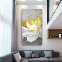 Modern pure hand-painted flowers blossom rich peony oil painting porch corridor vertical painting living room dining room decoration mural