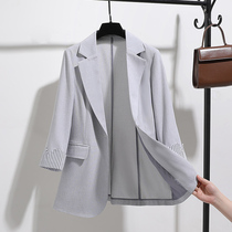 Gray single-layer thin blazer womens 2021 Spring Summer new Korean version loose Joker fashion suit top