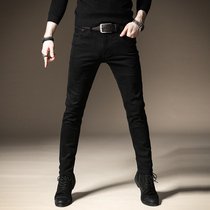 Autumn high-end black jeans men slim Korean version of the trend slim new small feet casual stretch pants
