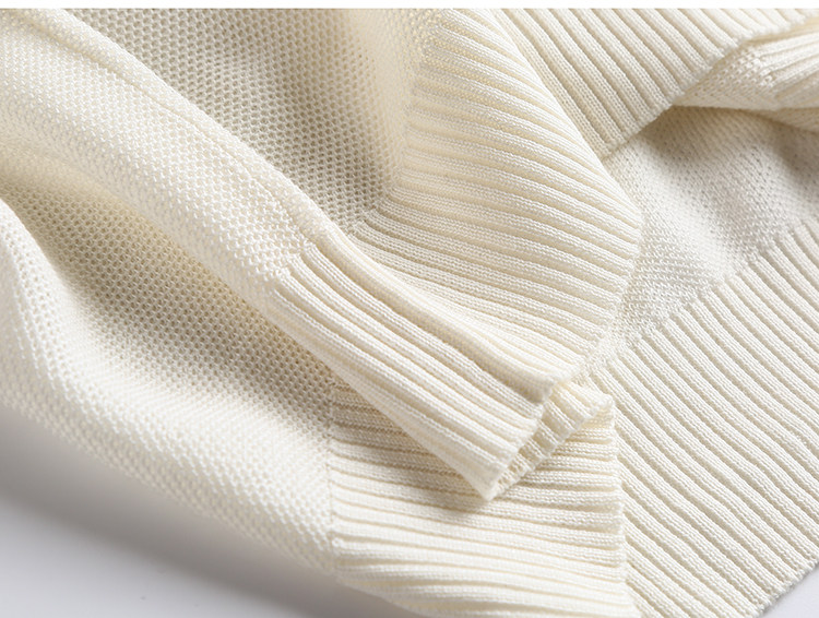 优雅气质重工珍珠钉珠点缀微镂空薄款短袖绢丝针织衫套头上衣女夏